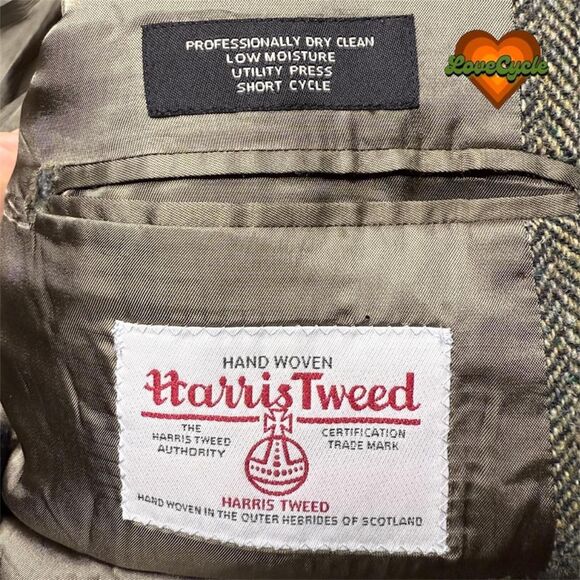 Men’s Jos. A. Bank Hand Woven Harris Tweed Wool Blazer Gray Herringbone - 46R - Picture 6 of 8